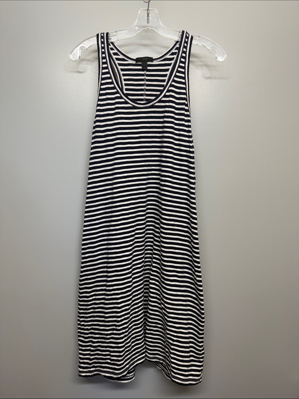 J. Crew Navy and White Striped Midi Dress